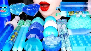 ASMR BLUE DESSERTS *スノーボールズマシュマロ、ニックルニップワックスボトル、宝石ゼリー JUICY DROP, NIK-L-NIP WAX BOTTLE EATING SOUNDS