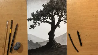 Charcoal Landscape - Contrast and Tension