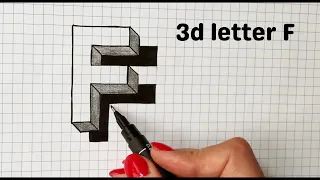 3D drawing/How to draw 3D Letter F#3d #shorts #3dletterdrawing #art #3ddrawing