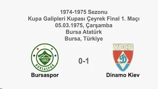 Bursaspor 0-1 Dinamo Kiev 05.03.1975 - 1974-1975 UEFA Cup Winners' Cup Quarter Final 1st Leg