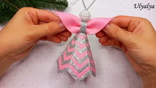 ANGEL 😇 DIY Christmas Angels from Glitter foamiran 🎄Christmas Ornaments  Christmas Decoration Idea