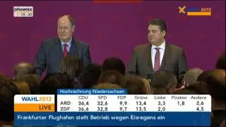 Peer Steinbrück und Sigmar Gabriel (SPD) zum Wahlausgang in Niedersachsen - VOR ORT vom 20.01.2013