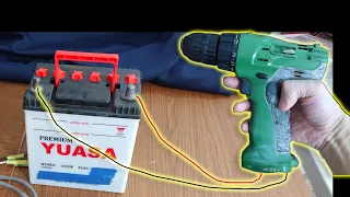 Powering a hand drill with a car battery