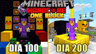 SOBREVIVÍ 200 DÍAS en MINECRAFT HARDCORE empezando en UN SOLO BLOQUE *Jugué 24hs y media*