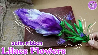 DIY How to make satin ribbon flowers Lilacs easy| ribbon flower Simple and easy|Satin ribbon flowers