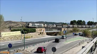 Trenes de mercancías contenedores, bobineros #88# por Alcantarilla y Las Torres de Cotillas (Murcia)