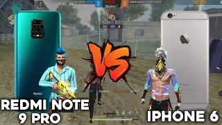 REDMI NOTE 9 PRO VS IPHONE 6📱FREEFIRE🔥 🇮🇳