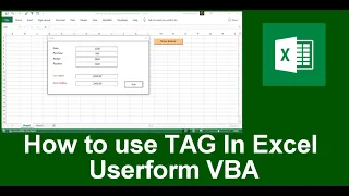 How to use TAG In Excel Userform VBA