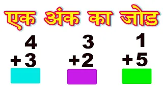 ek ank ka jod  / एक अंक वाली संख्या का जोड़ / addition of single digit number