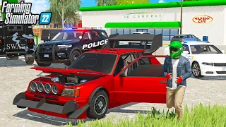 DRAG RACE CAR POLICE CHASE | FARMING SIMULATOR 22