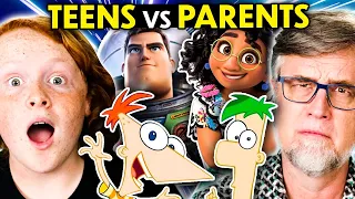 Teens Vs. Parents - Guess The Disney Movie Or Show! (Phineas & Ferb, Turning Red, Encanto) | React