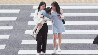 What if a child asks for a hug at the crosswalk?