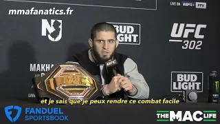 Islam Makhachev pense que Dustin Poirier sait déjà qu'il va perdre (traduction française)