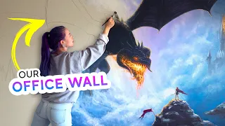 I Painted A GIANT Fantasy Mural ...On our brand new office wall!