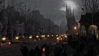 Haunted House | Spooky Halloween Ambience  Rainy night 🎃 8 Hours | Thunder Sounds & Rain