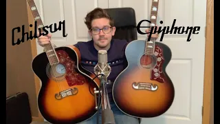 Epiphone Inspired by Gibson Masterbilt J-200 vs Chinese Gibson copy "Chibson" J200 Comparison