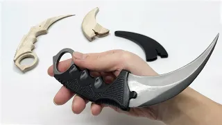 My first time to paint the CSGO karambit from popsicle stick