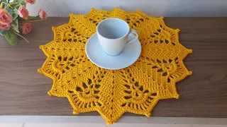 Sousplat Folha em crochê fácil #crochet #croche #souplast