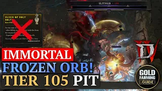 T105 Pit Immortal Frozen Orb Sorcerer. Slither Boss, No Holy Bolts, Permanent Flameshield, Season 4