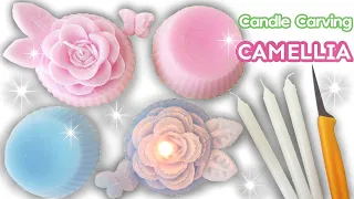 CANDLE CARVING | Camellia | How to Make Soft Candle | EASY | DIY | Satisfying |