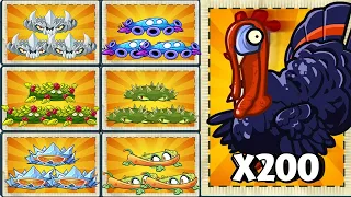 Random Team Same Plant POWER UP Vs Team 200 Turkey Zombie - PvZ 2 Minigame