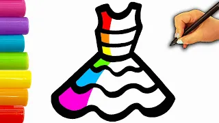 How To Draw A Dress Draw A Fashion Picture Rainbow Dress For Kids Moda rasmini qanday chizish mumkin