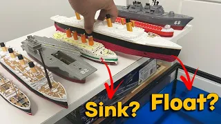 Will All These Ships [ Titanic, Britannic, Carpathia ] sink or Float? Titanic Model Sinking!