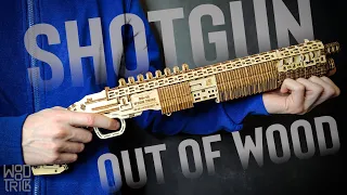 Working Shotgun Made of Wood Speed Build. Shotgun SG-12 Wood Trick. 3D Wooden Puzzle | ASMR