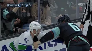 Kyle Burroughs vs Morgan Geekie fight Seattle Kraken vs Vancouver Canucks (2022 NHL)