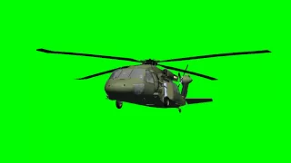 Black Hawk Helicopter fly with sound - green screen - free use