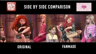 Ralph Breaks the Internet funny Merida Scene side by side comparison All Disney Princesses scene