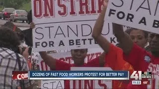 Fast food workers protest in Kansas City, Mo.