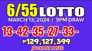 LOTTO RESULT TODAY - MARCH 13, 2024 - 9PM DRAW - LOTTO 6/55 #stl #lotto #reels #viral #fyp #lottery