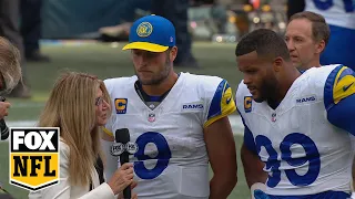 Rams' Matthew Stafford and Aaron Donald after beating the Seahawks, 30-13 | Postgame Interview