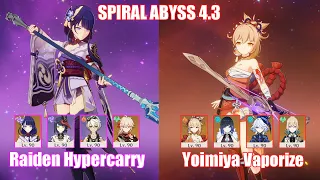 C0 Raiden Hypercarry & C0 Yoimiya Furina Vaporize | Spiral Abyss 4.3 | Genshin Impact