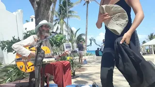 Busking the Blues at Parque los Fundadores, Playa del Carmen, Mexico