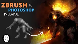 ZBrush to Photoshop Timelapse - 'Durin's Bane' Balrog concept