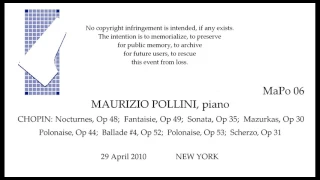 MAURIZIO POLLINI    Live CHOPIN Recital 2010   NEW YORK