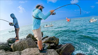 Extreme Jetty Fishing Action! Almost Ended Badly....