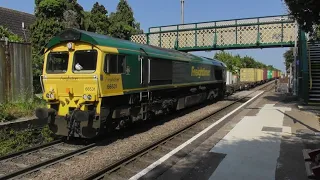 Felixstowe container freight trains at trimley station 9/6/23