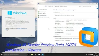 Windows 10 Insider Preview Build 10074 Installation - VmWare