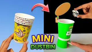 Best Mini Dustin made from paper cup , how to make desk organizer , how to make dustbin