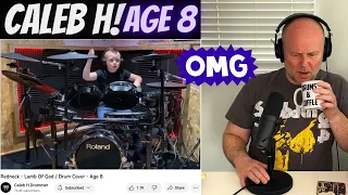 Drum Teacher Reacts: CALEB H | 'Redneck' - Lamb Of God / Drum Cover - Age 8