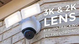 eufy Floodlight Cam E340 - 3K & 2K Lens | AI Tracking | 24/7 Recording