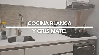 🔨 Cocina blanca y gris mate | Tecnicocinas