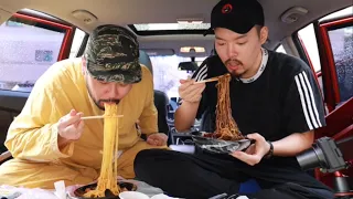 Chinese Food mukbang in my friend’s car