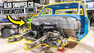 Fabricating a Custom 6L90 C10 Transmission Tunnel - Bagged LS Swapped Chevy Truck Ep. 3