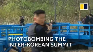 North Korean photographer photobombs live video in inter-Korean summit