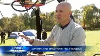 Man runs half marathon in hot air balloon