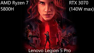 Lenovo Legion 5 Pro | AMD Ryzen 7 5800H | RTX 3070 |  CONTROL FHD, QHD, 4K Max settings benchmark